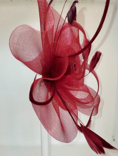 Lucky Leaf burgundy clip on hat, right side view.