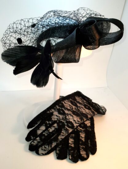 Fasinators black hat and gloves.